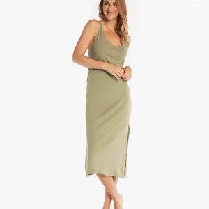 Organic Zen slit dress Matcha